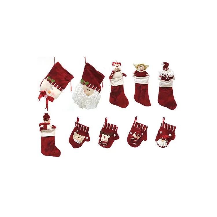 10-Piece Red Christmas Stocking and Gift Bag Set