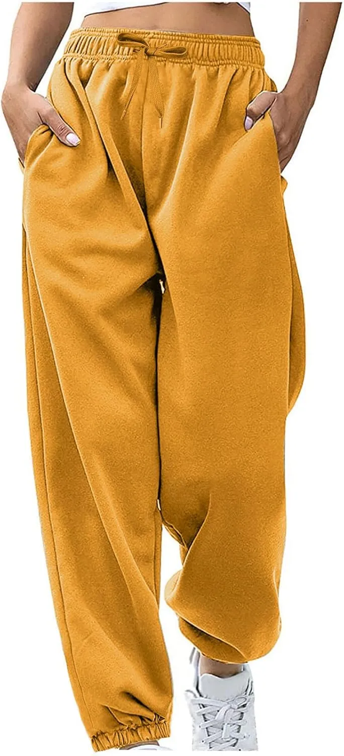 2024 Cinch Bottom Sweatpants Women's Casual High Waisted Pockets Joggers Sport Workout Active Baggy Lounge Trousers