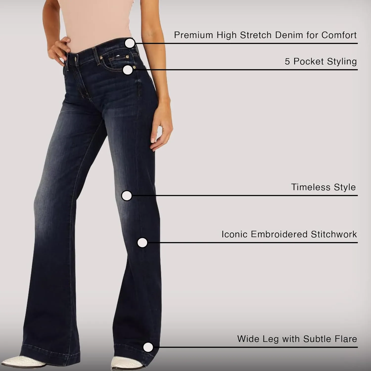 7 For All Mankind Women's Flare Wide Leg Jean