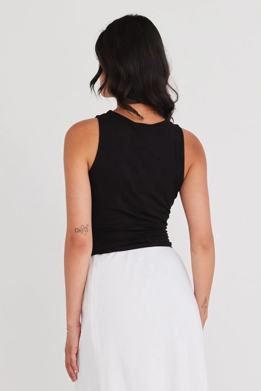 Absolution Black Stretch Slash Neck Tank