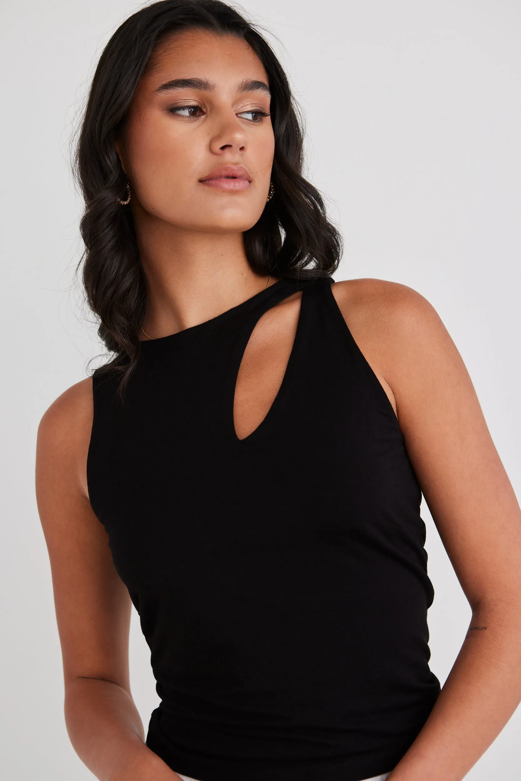 Absolution Black Stretch Slash Neck Tank