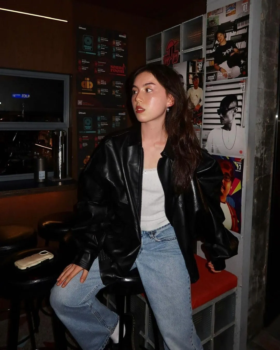 Aelfric Eden Womens Faux Leather Jacket Y2k Motorcycle Bomber Jackets Oversized Moto Jacket Streetwear