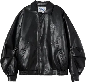 Aelfric Eden Womens Faux Leather Jacket Y2k Motorcycle Bomber Jackets Oversized Moto Jacket Streetwear