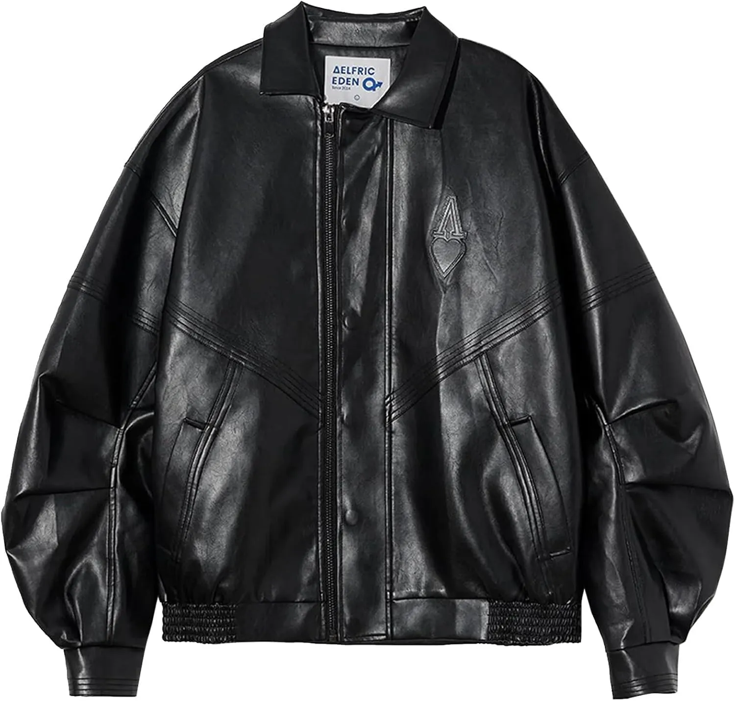 Aelfric Eden Womens Faux Leather Jacket Y2k Motorcycle Bomber Jackets Oversized Moto Jacket Streetwear