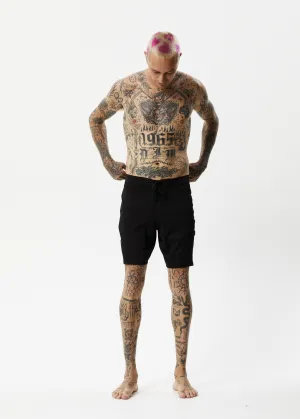 AFENDS Mens Question Everything - Fixed Waist Boardhorts - Black