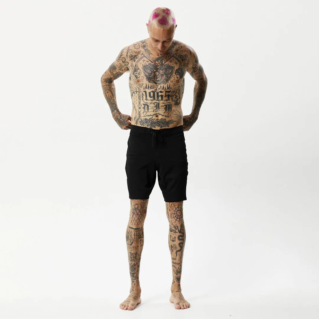 AFENDS Mens Question Everything - Fixed Waist Boardhorts - Black