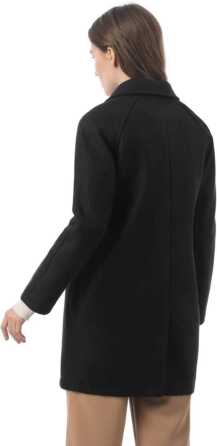 Allegra K Women's Notched Lapel Double Breasted Raglan Winter Coats