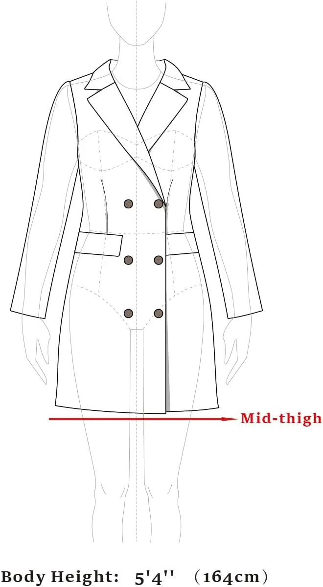 Allegra K Women's Notched Lapel Double Breasted Raglan Winter Coats