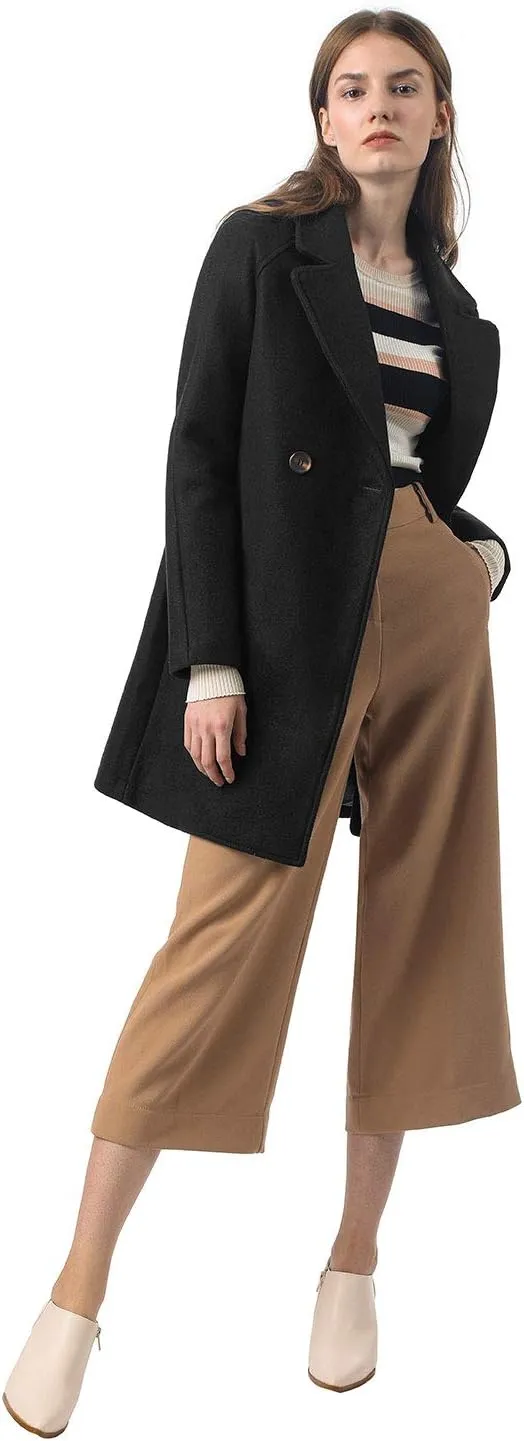 Allegra K Women's Notched Lapel Double Breasted Raglan Winter Coats