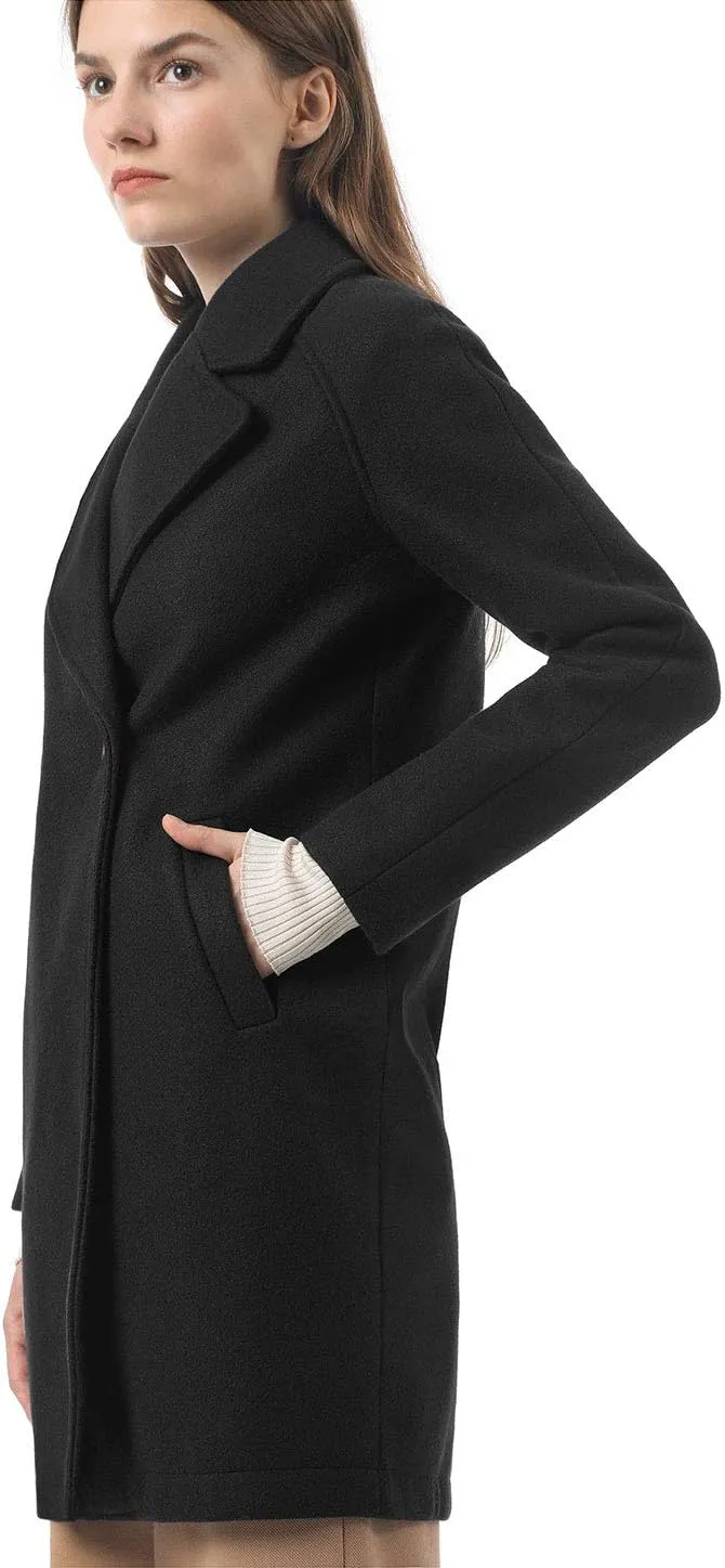 Allegra K Women's Notched Lapel Double Breasted Raglan Winter Coats