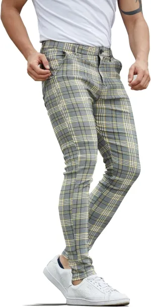 ALLELMS Mens Chinos Slim Fit Stretch Flat-Front Skinny Dress Pants