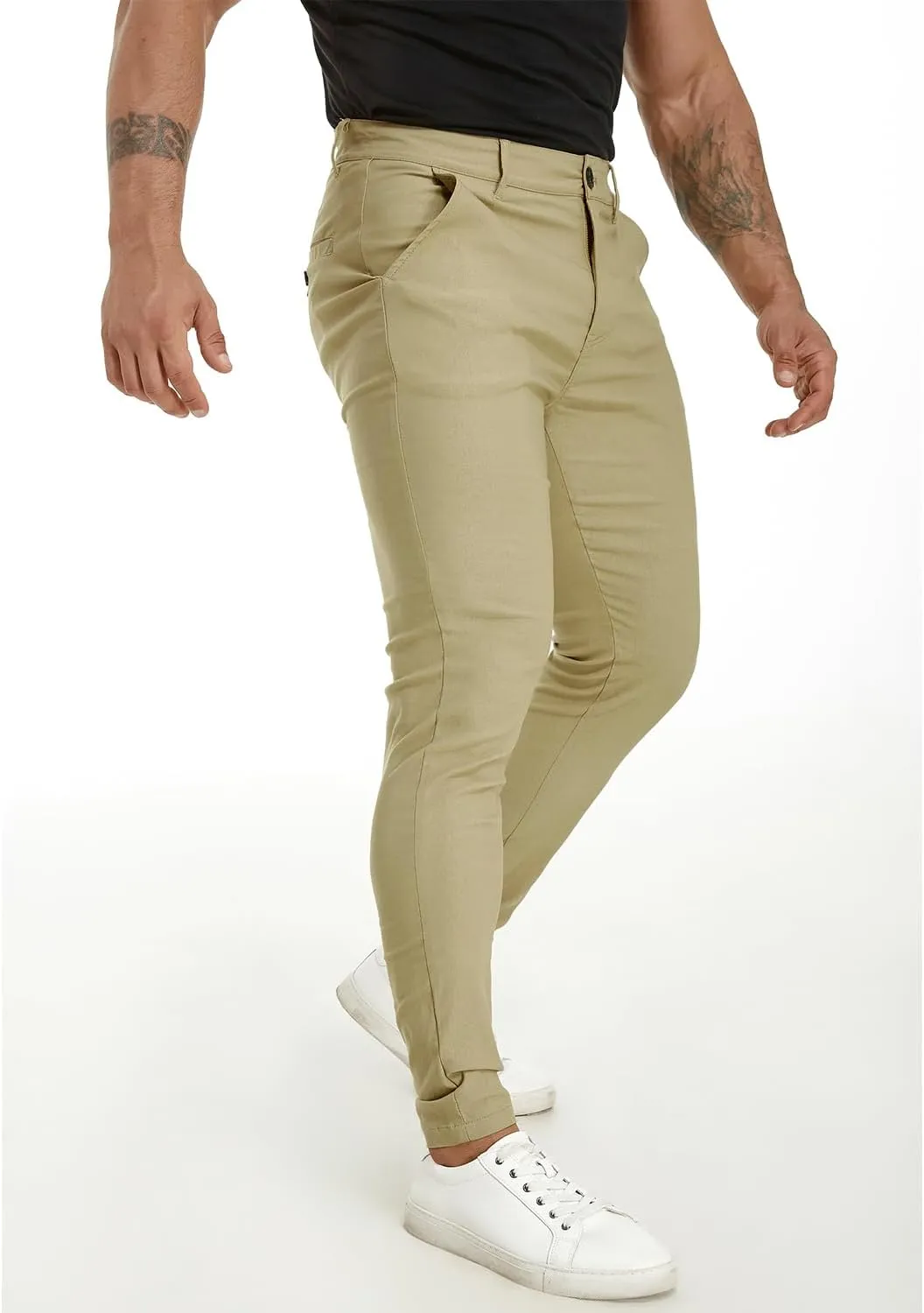 ALLELMS Mens Chinos Slim Fit Stretch Flat-Front Skinny Dress Pants