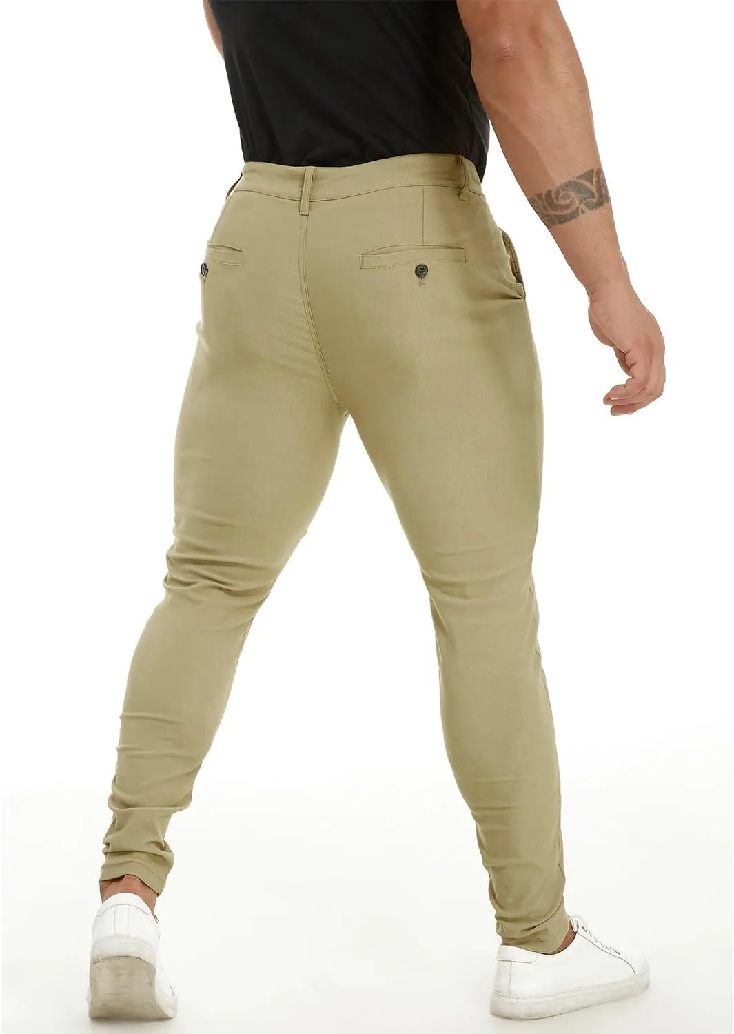 ALLELMS Mens Chinos Slim Fit Stretch Flat-Front Skinny Dress Pants