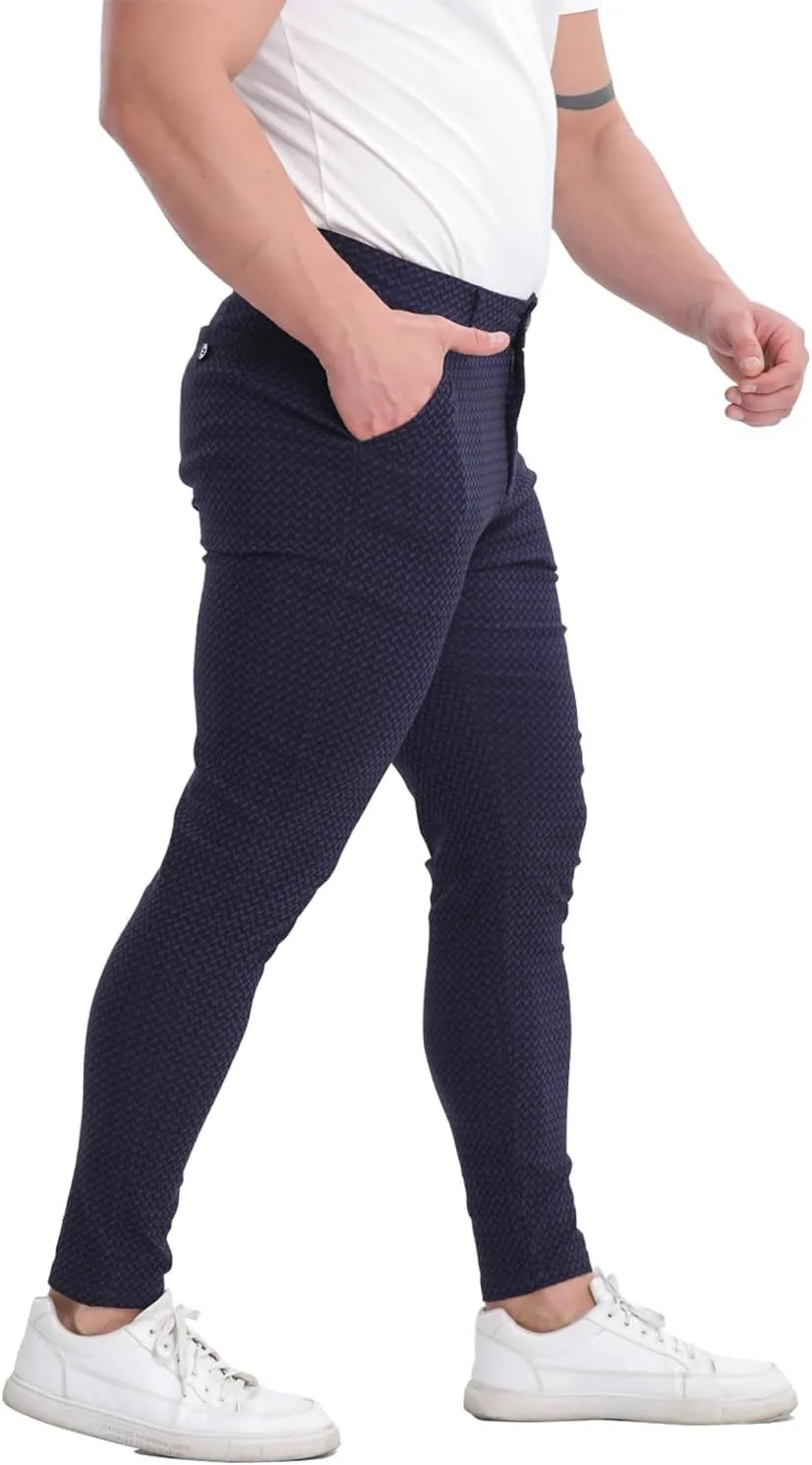 ALLELMS Mens Chinos Slim Fit Stretch Flat-Front Skinny Dress Pants