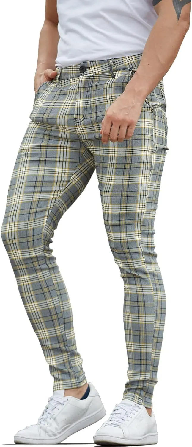 ALLELMS Mens Chinos Slim Fit Stretch Flat-Front Skinny Dress Pants