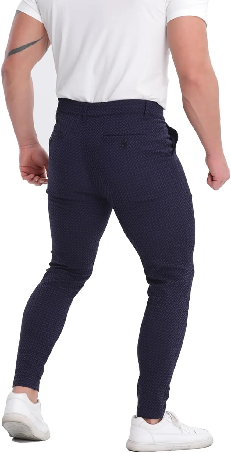 ALLELMS Mens Chinos Slim Fit Stretch Flat-Front Skinny Dress Pants
