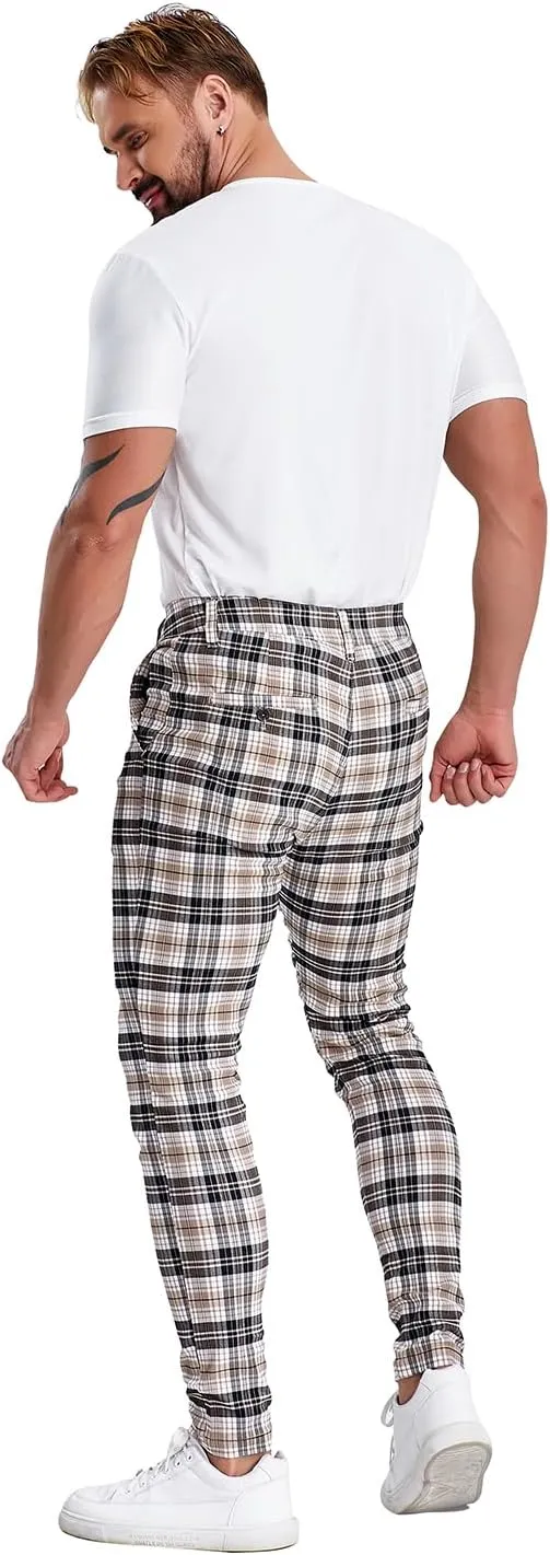 ALLELMS Mens Chinos Slim Fit Stretch Flat-Front Skinny Dress Pants