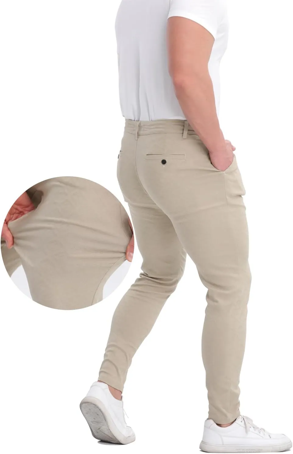 ALLELMS Mens Chinos Slim Fit Stretch Flat-Front Skinny Dress Pants