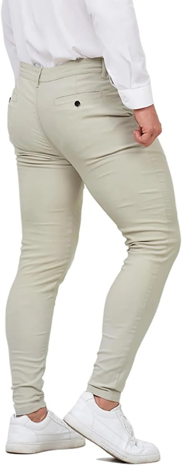 ALLELMS Mens Chinos Slim Fit Stretch Flat-Front Skinny Dress Pants