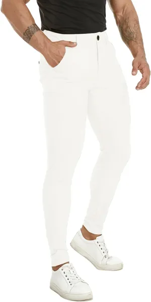 ALLELMS Mens Chinos Slim Fit Stretch Flat-Front Skinny Dress Pants