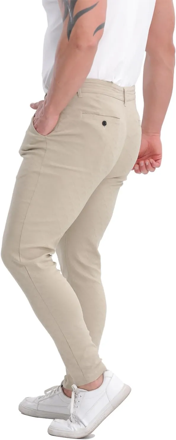 ALLELMS Mens Chinos Slim Fit Stretch Flat-Front Skinny Dress Pants