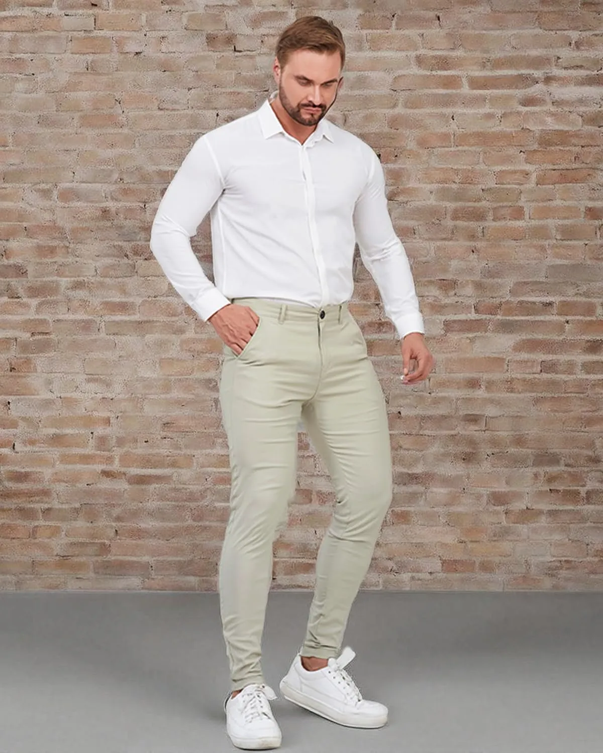ALLELMS Mens Chinos Slim Fit Stretch Flat-Front Skinny Dress Pants
