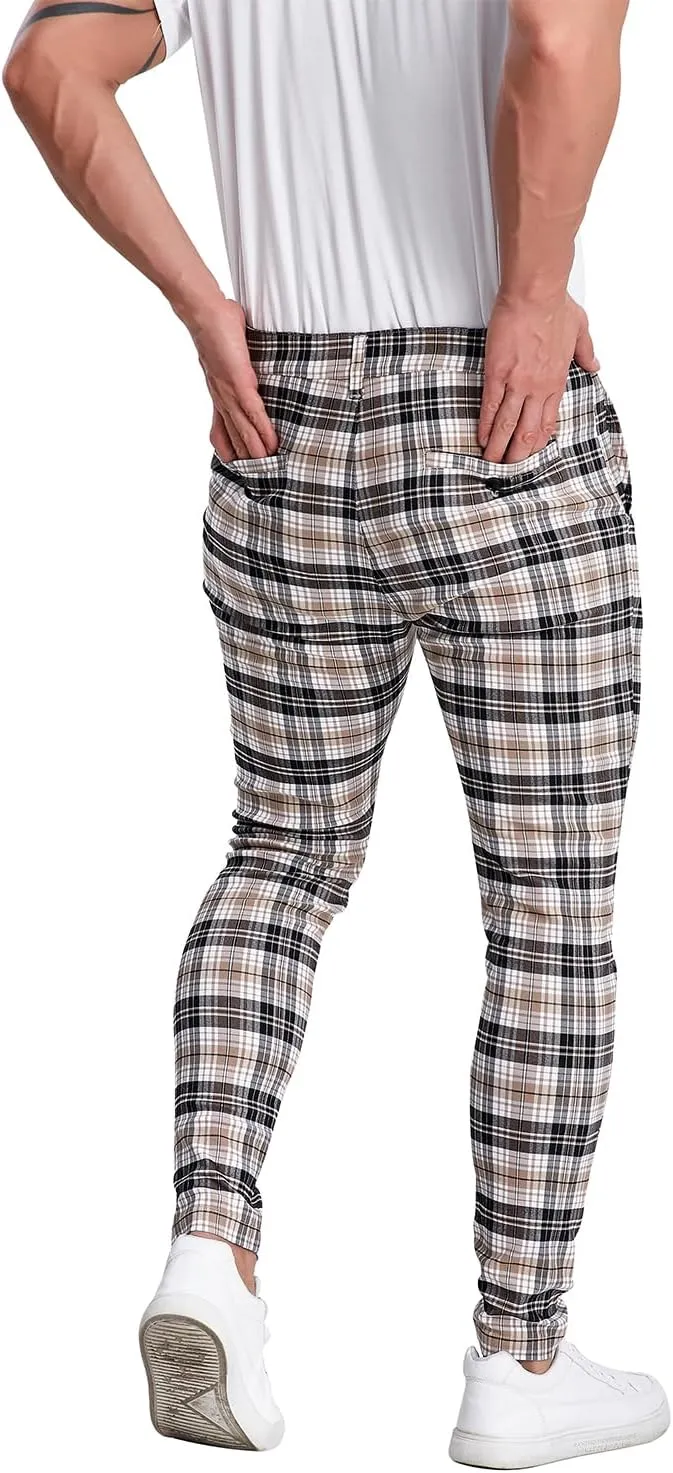 ALLELMS Mens Chinos Slim Fit Stretch Flat-Front Skinny Dress Pants
