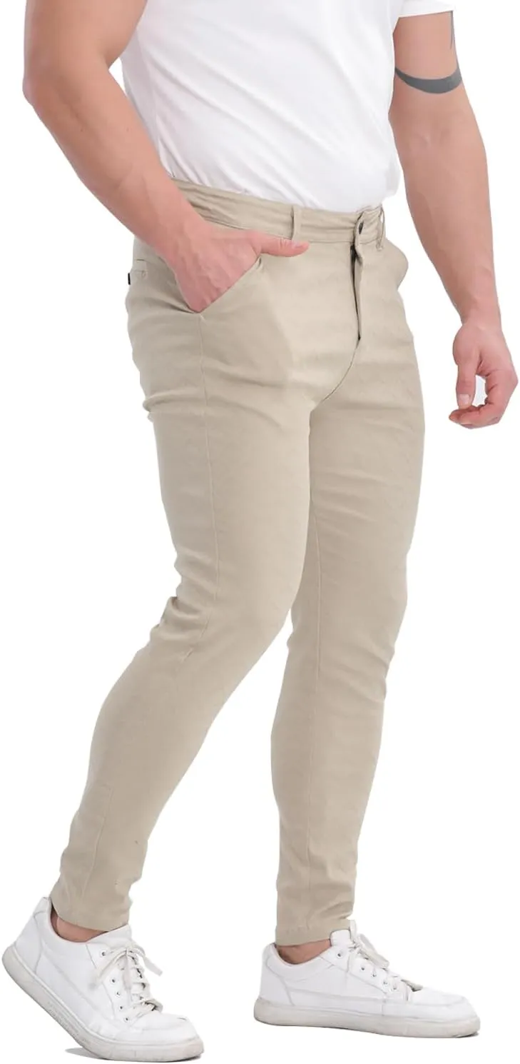ALLELMS Mens Chinos Slim Fit Stretch Flat-Front Skinny Dress Pants