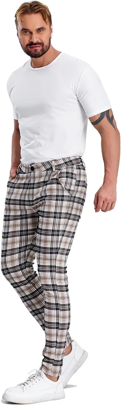 ALLELMS Mens Chinos Slim Fit Stretch Flat-Front Skinny Dress Pants