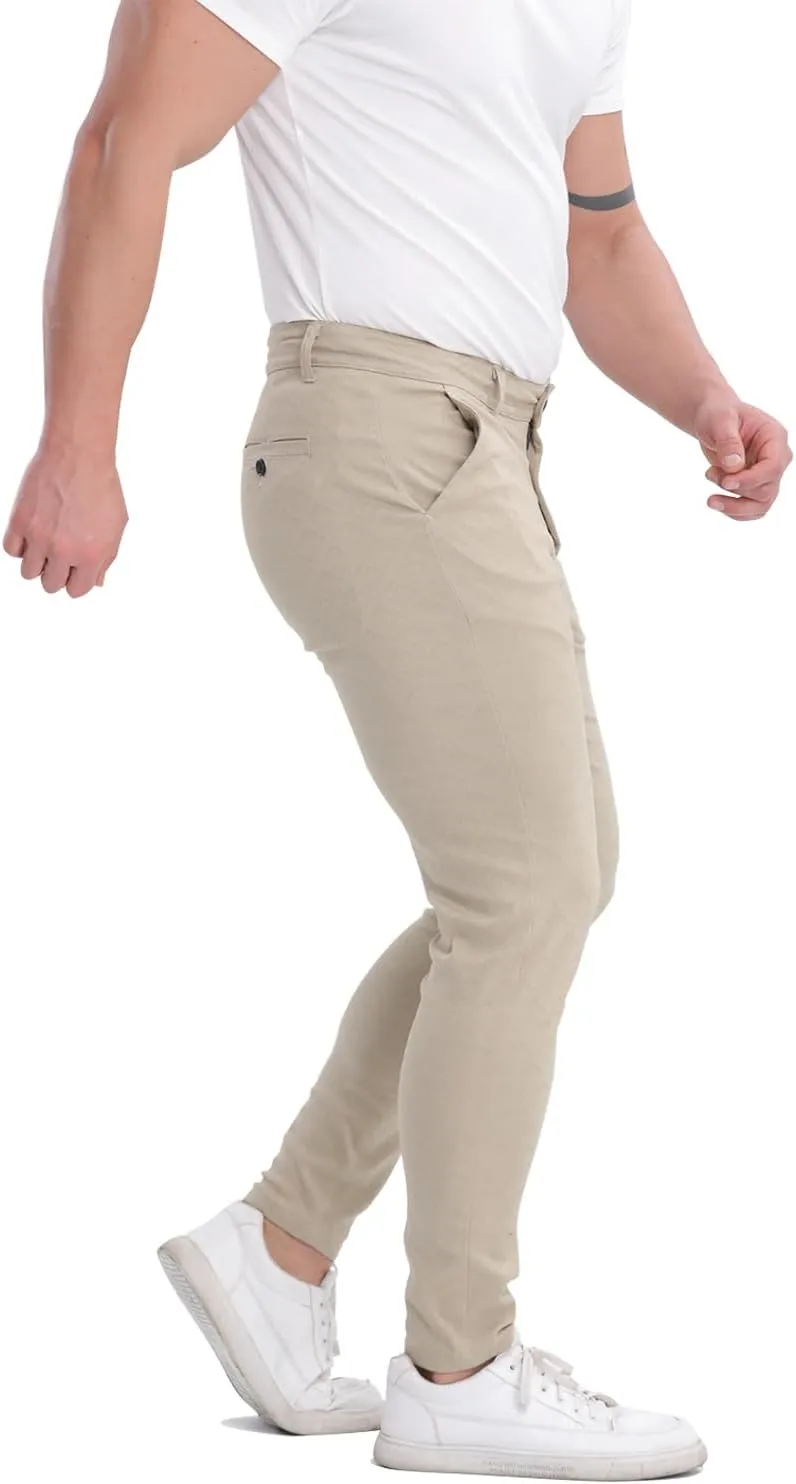 ALLELMS Mens Chinos Slim Fit Stretch Flat-Front Skinny Dress Pants