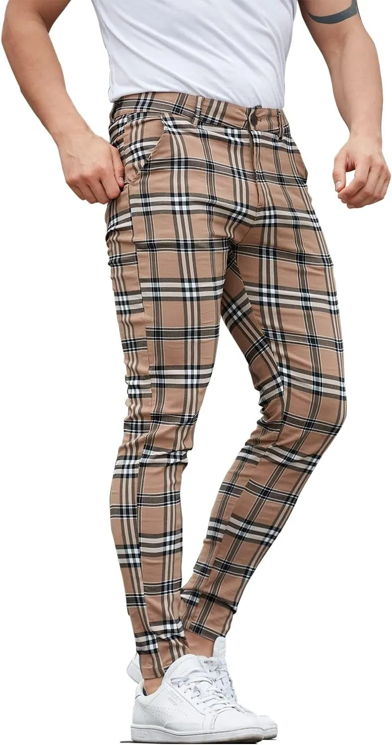 ALLELMS Mens Chinos Slim Fit Stretch Flat-Front Skinny Dress Pants
