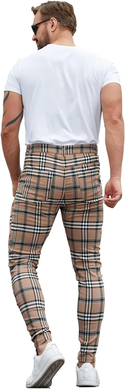 ALLELMS Mens Chinos Slim Fit Stretch Flat-Front Skinny Dress Pants