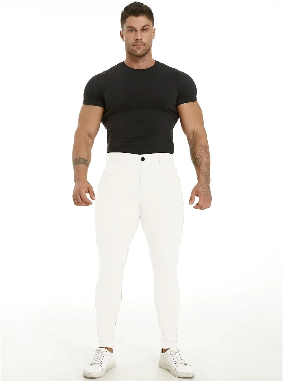 ALLELMS Mens Chinos Slim Fit Stretch Flat-Front Skinny Dress Pants
