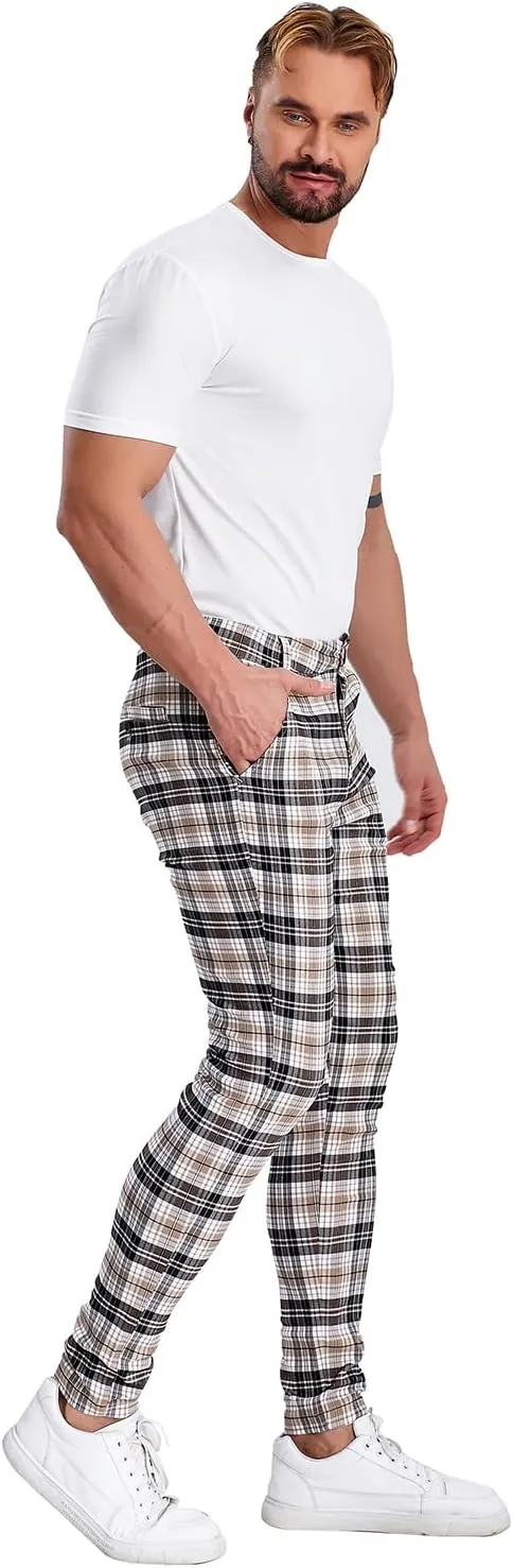 ALLELMS Mens Chinos Slim Fit Stretch Flat-Front Skinny Dress Pants