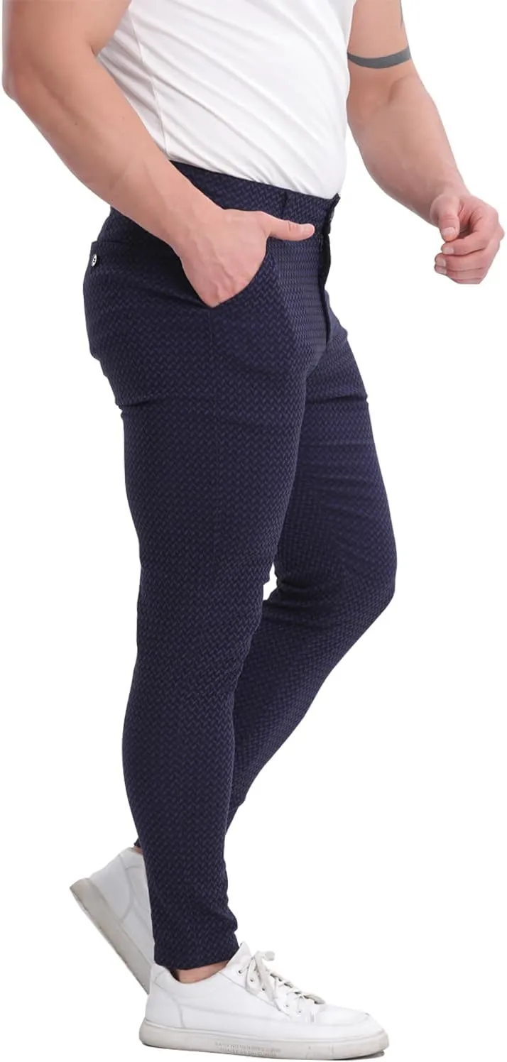 ALLELMS Mens Chinos Slim Fit Stretch Flat-Front Skinny Dress Pants