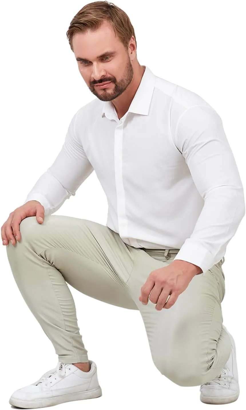ALLELMS Mens Chinos Slim Fit Stretch Flat-Front Skinny Dress Pants