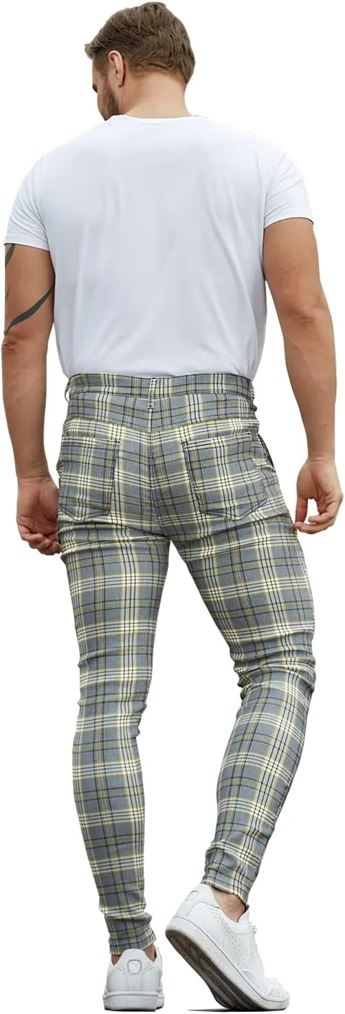 ALLELMS Mens Chinos Slim Fit Stretch Flat-Front Skinny Dress Pants