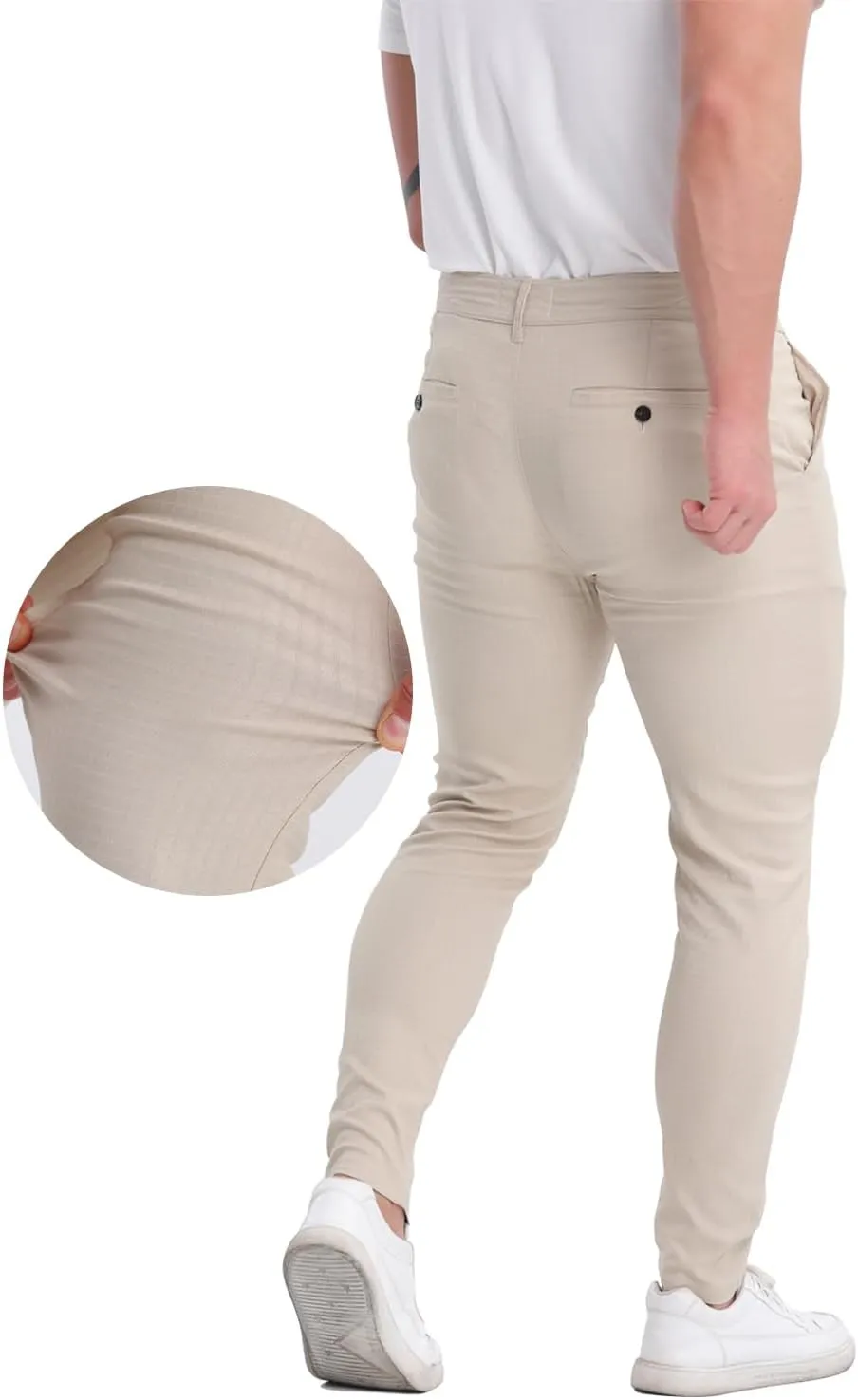 ALLELMS Mens Chinos Slim Fit Stretch Flat-Front Skinny Dress Pants
