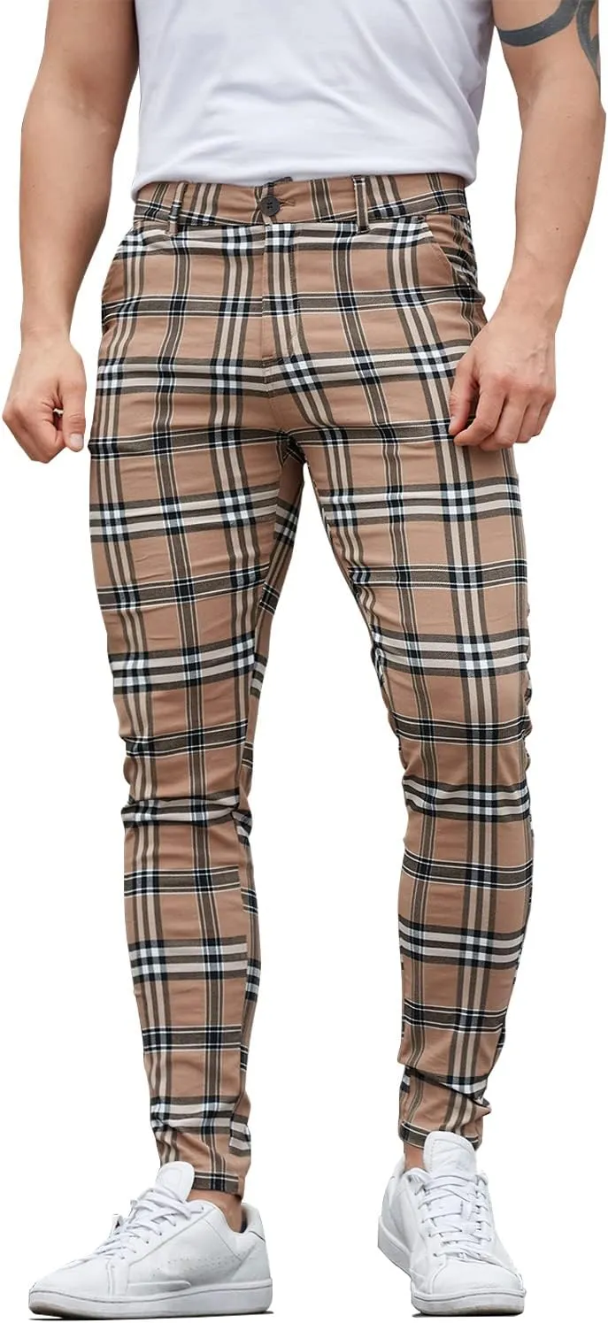 ALLELMS Mens Chinos Slim Fit Stretch Flat-Front Skinny Dress Pants