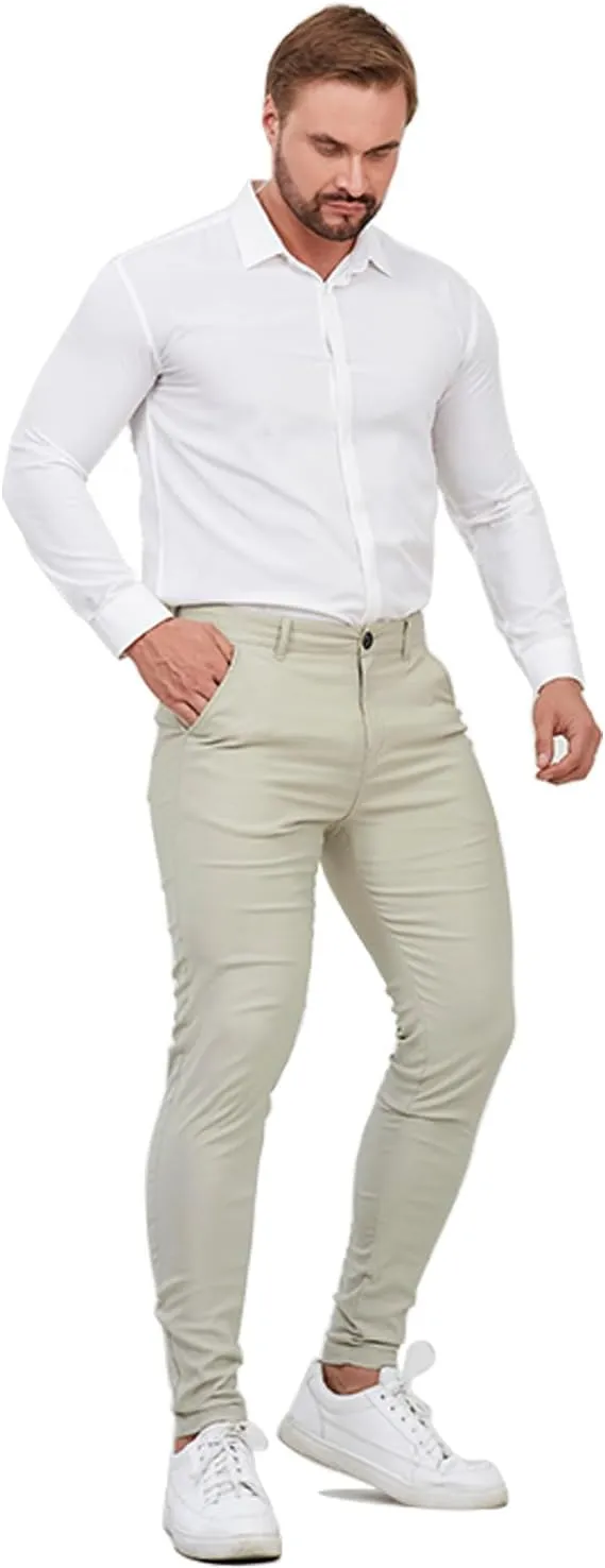 ALLELMS Mens Chinos Slim Fit Stretch Flat-Front Skinny Dress Pants