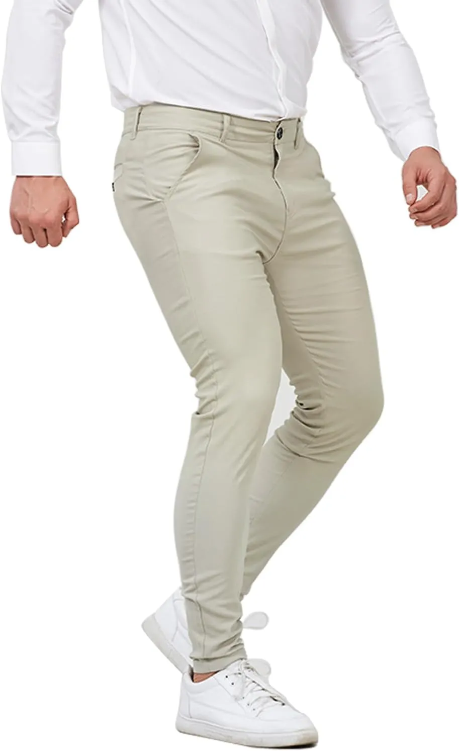 ALLELMS Mens Chinos Slim Fit Stretch Flat-Front Skinny Dress Pants