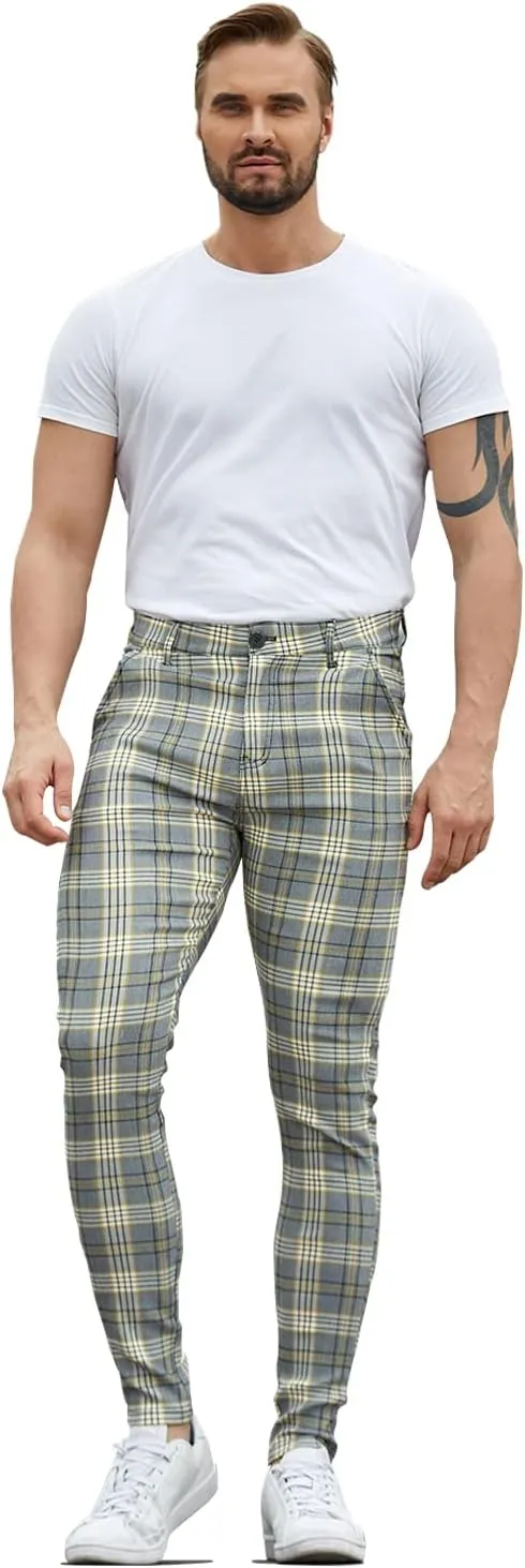 ALLELMS Mens Chinos Slim Fit Stretch Flat-Front Skinny Dress Pants