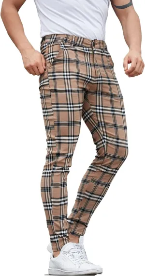 ALLELMS Mens Chinos Slim Fit Stretch Flat-Front Skinny Dress Pants