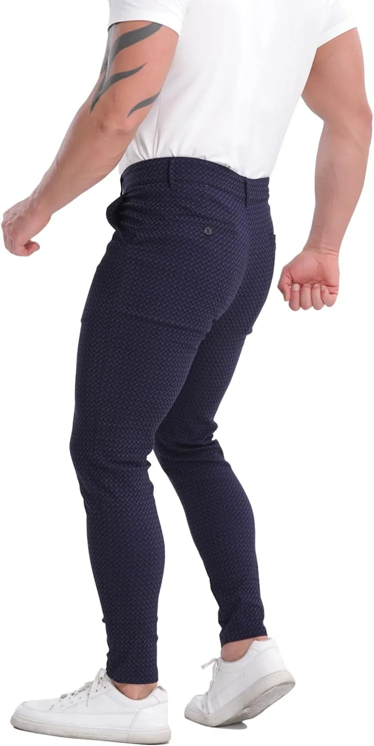 ALLELMS Mens Chinos Slim Fit Stretch Flat-Front Skinny Dress Pants