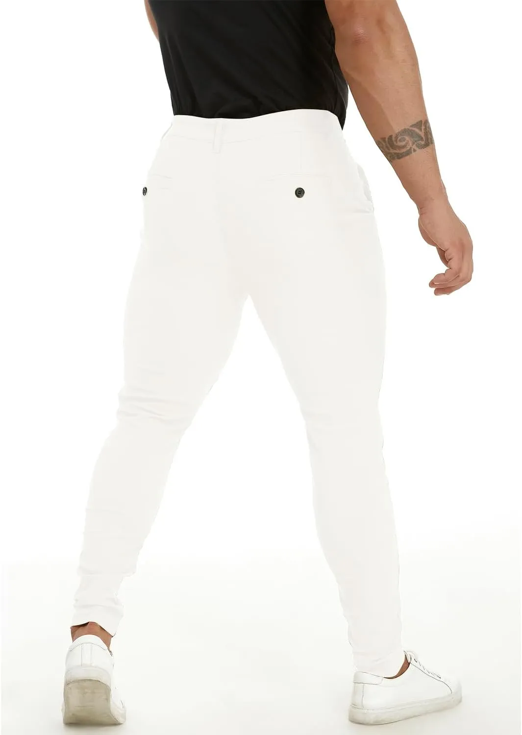 ALLELMS Mens Chinos Slim Fit Stretch Flat-Front Skinny Dress Pants