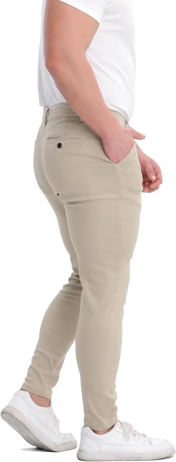 ALLELMS Mens Chinos Slim Fit Stretch Flat-Front Skinny Dress Pants