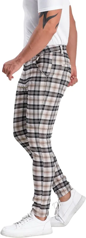 ALLELMS Mens Chinos Slim Fit Stretch Flat-Front Skinny Dress Pants