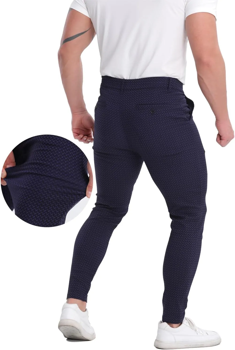ALLELMS Mens Chinos Slim Fit Stretch Flat-Front Skinny Dress Pants