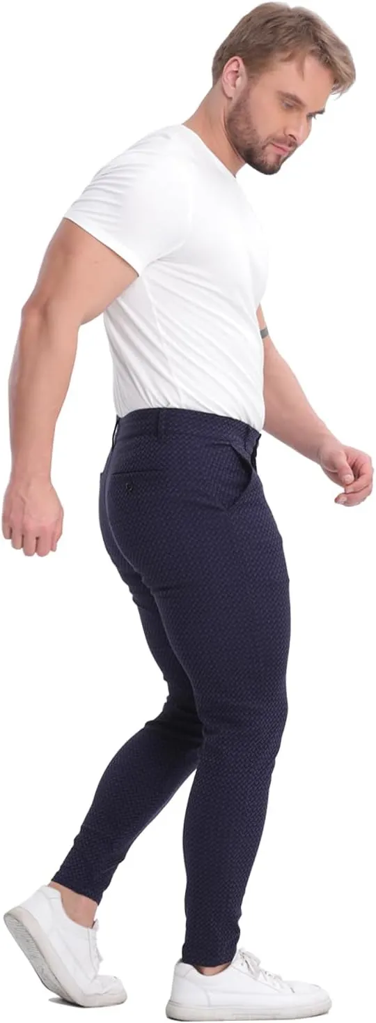 ALLELMS Mens Chinos Slim Fit Stretch Flat-Front Skinny Dress Pants
