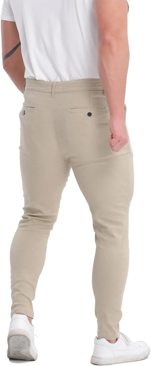 ALLELMS Mens Chinos Slim Fit Stretch Flat-Front Skinny Dress Pants